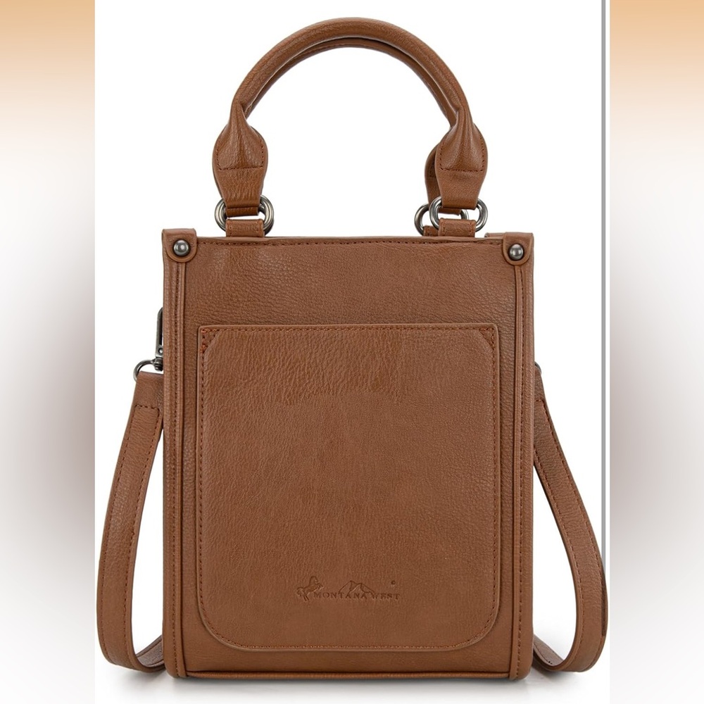 Western Brown Embroidered Crossbody Bag with rivet details - Picture 4 of 6